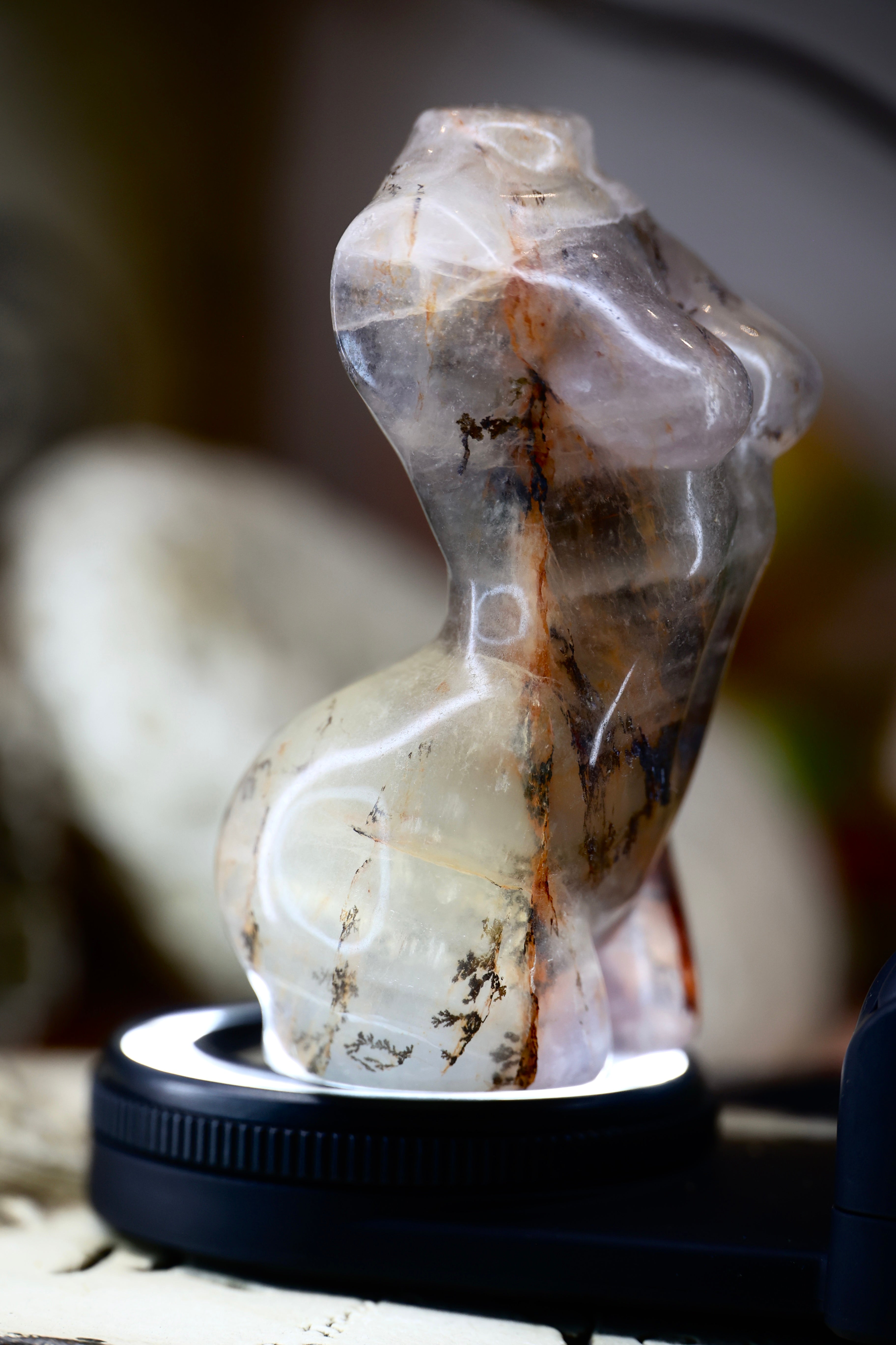 Dendritic Fluorite Lady Body Carving