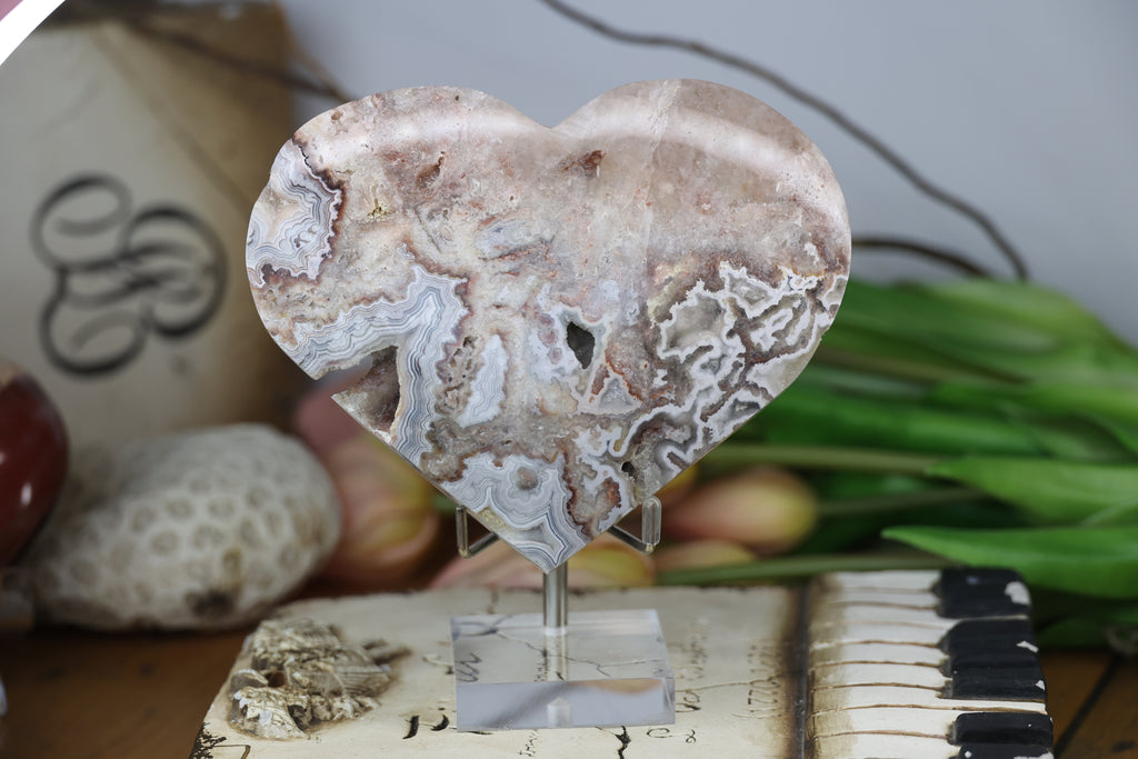 Mexican Crazy Lace Agate Heart