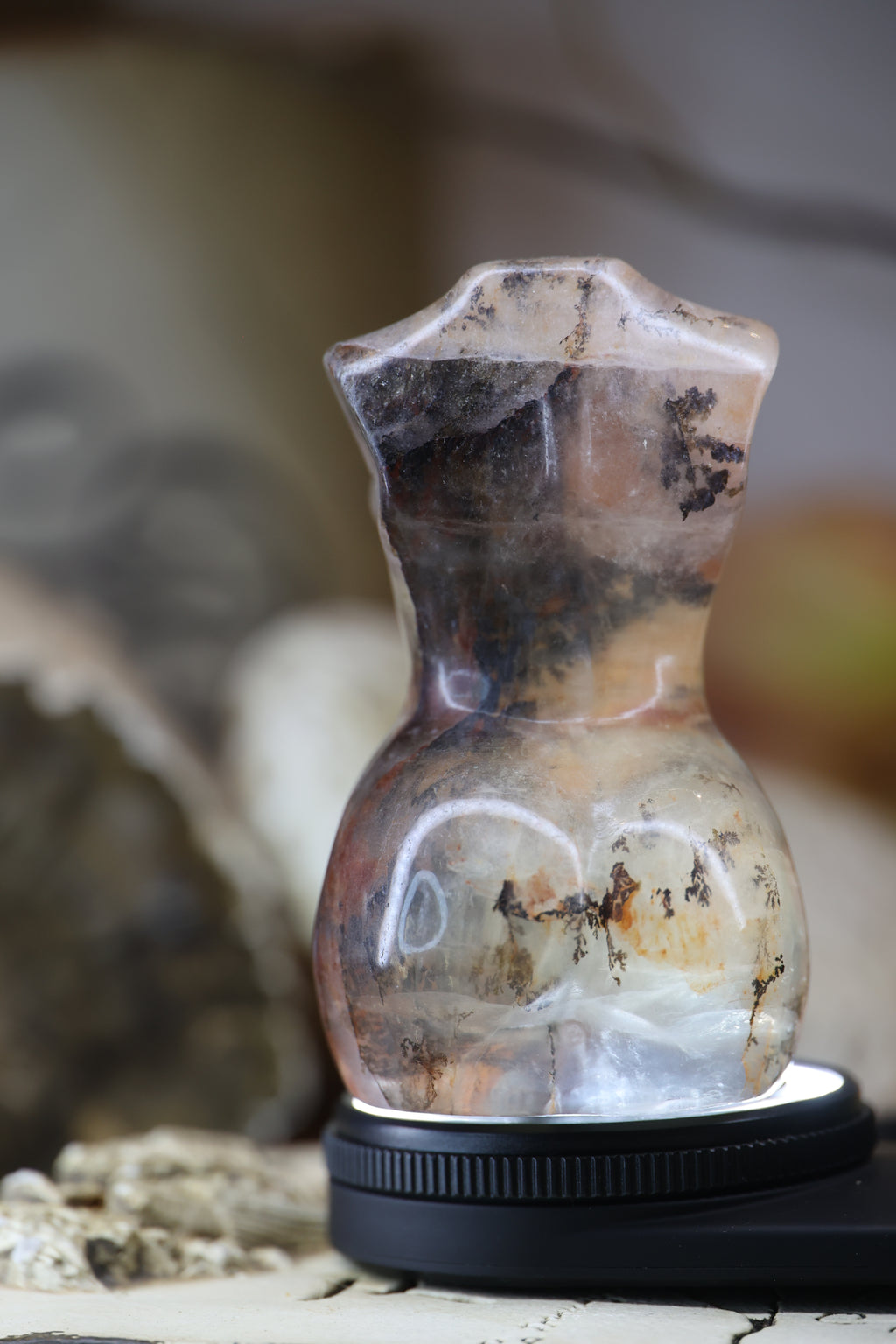 Dendritic Fluorite Lady Body Carving