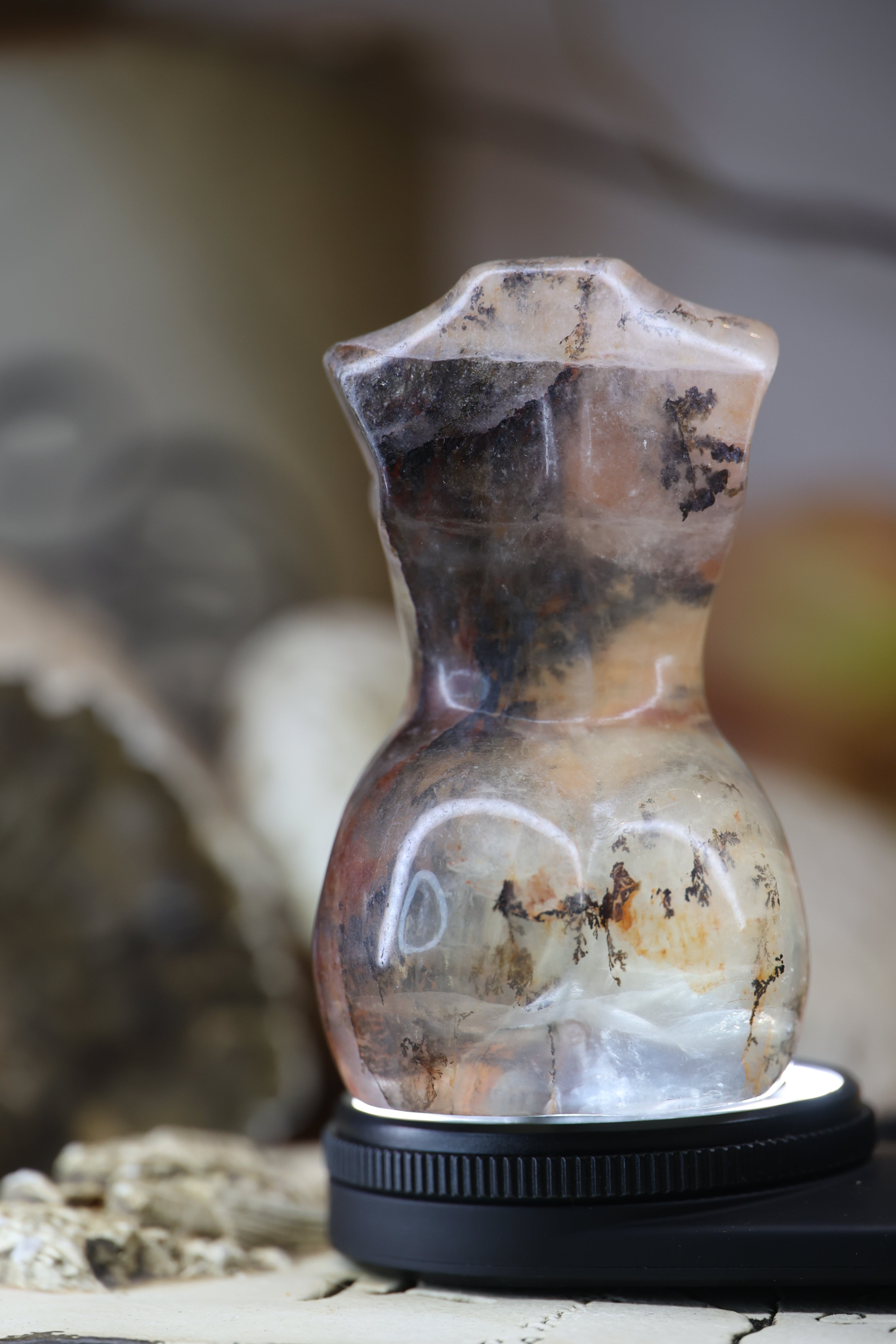 Dendritic Fluorite Lady Body Carving