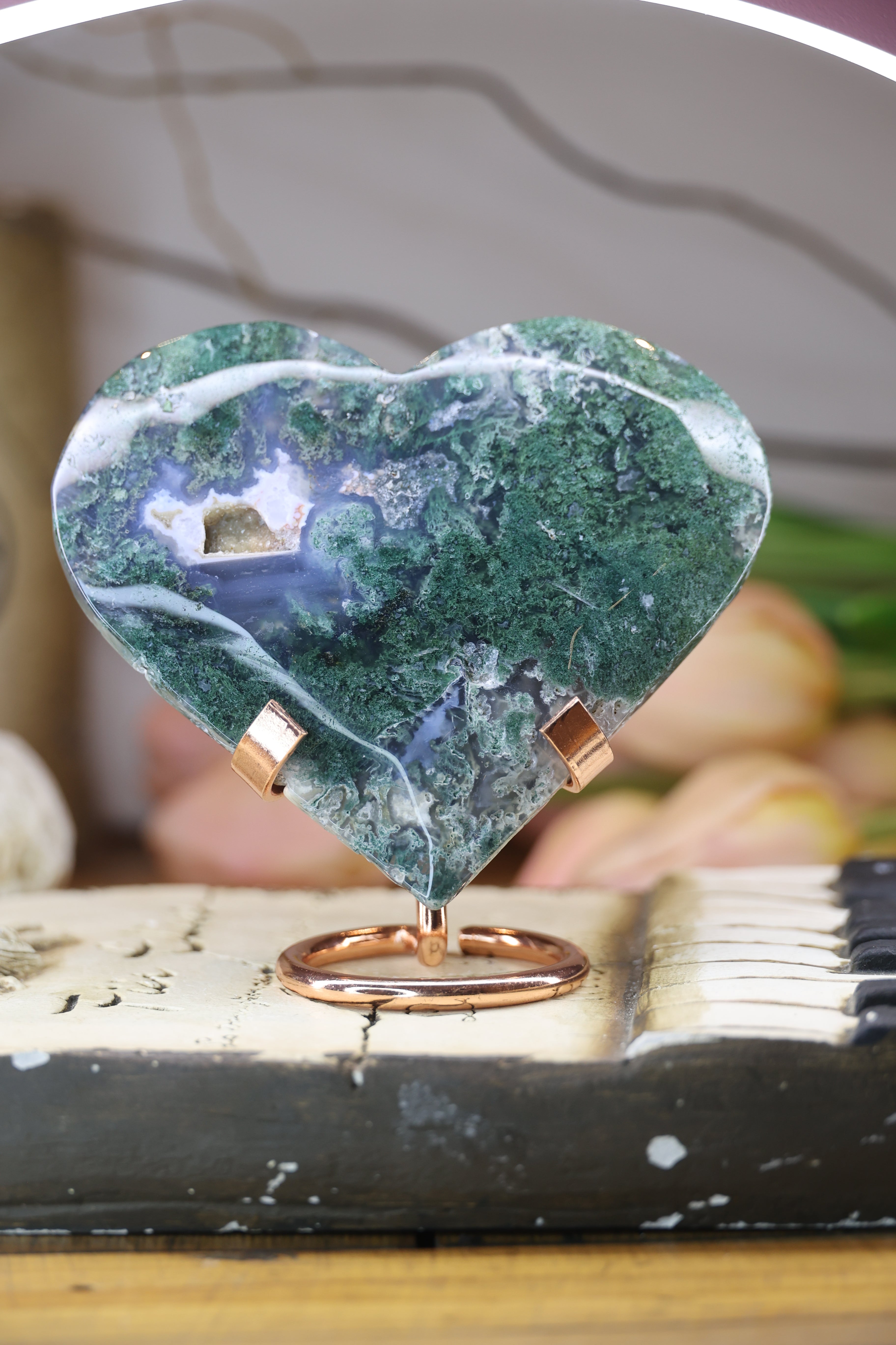 Moss Agate Heart – Scenic Landscape Crystal
