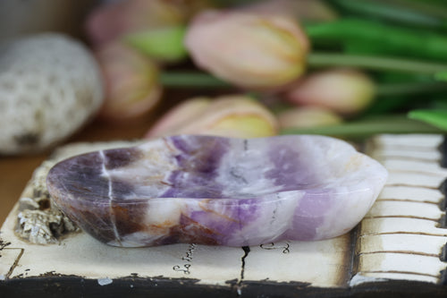 Chevron Amethyst Crystal Dish