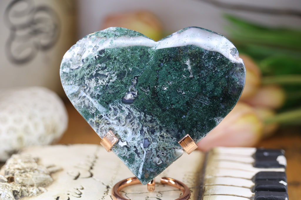 Moss Agate Heart – Scenic Landscape Crystal