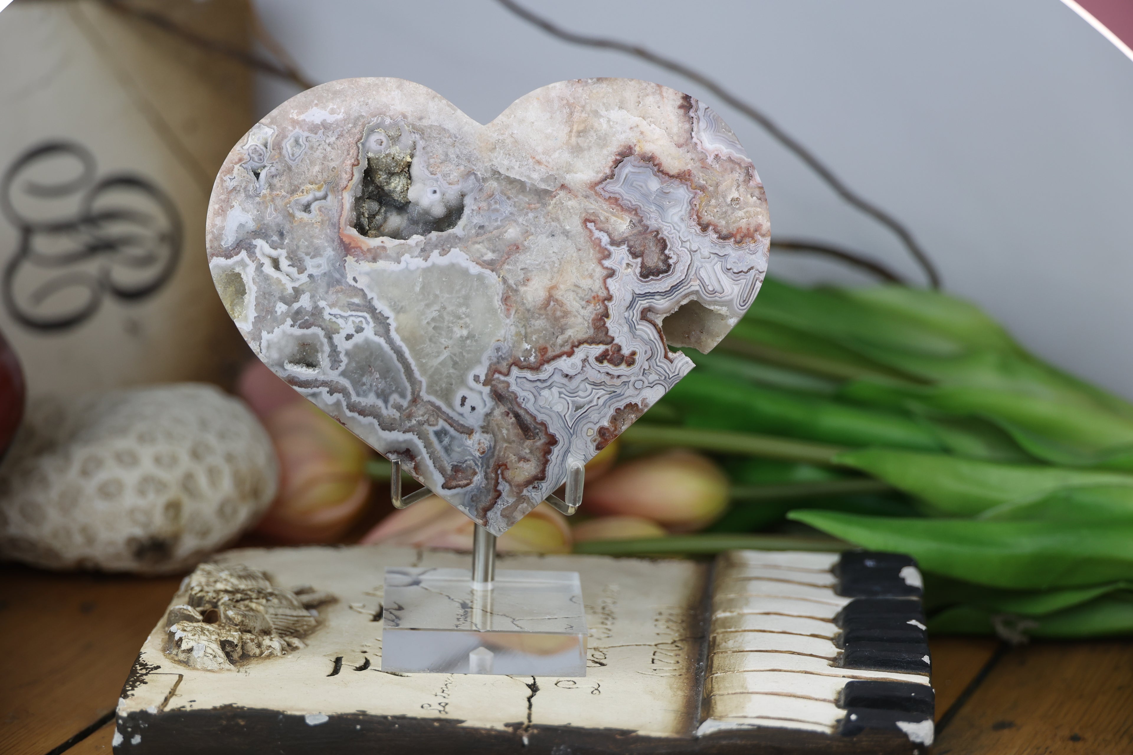 Mexican Crazy Lace Agate Heart