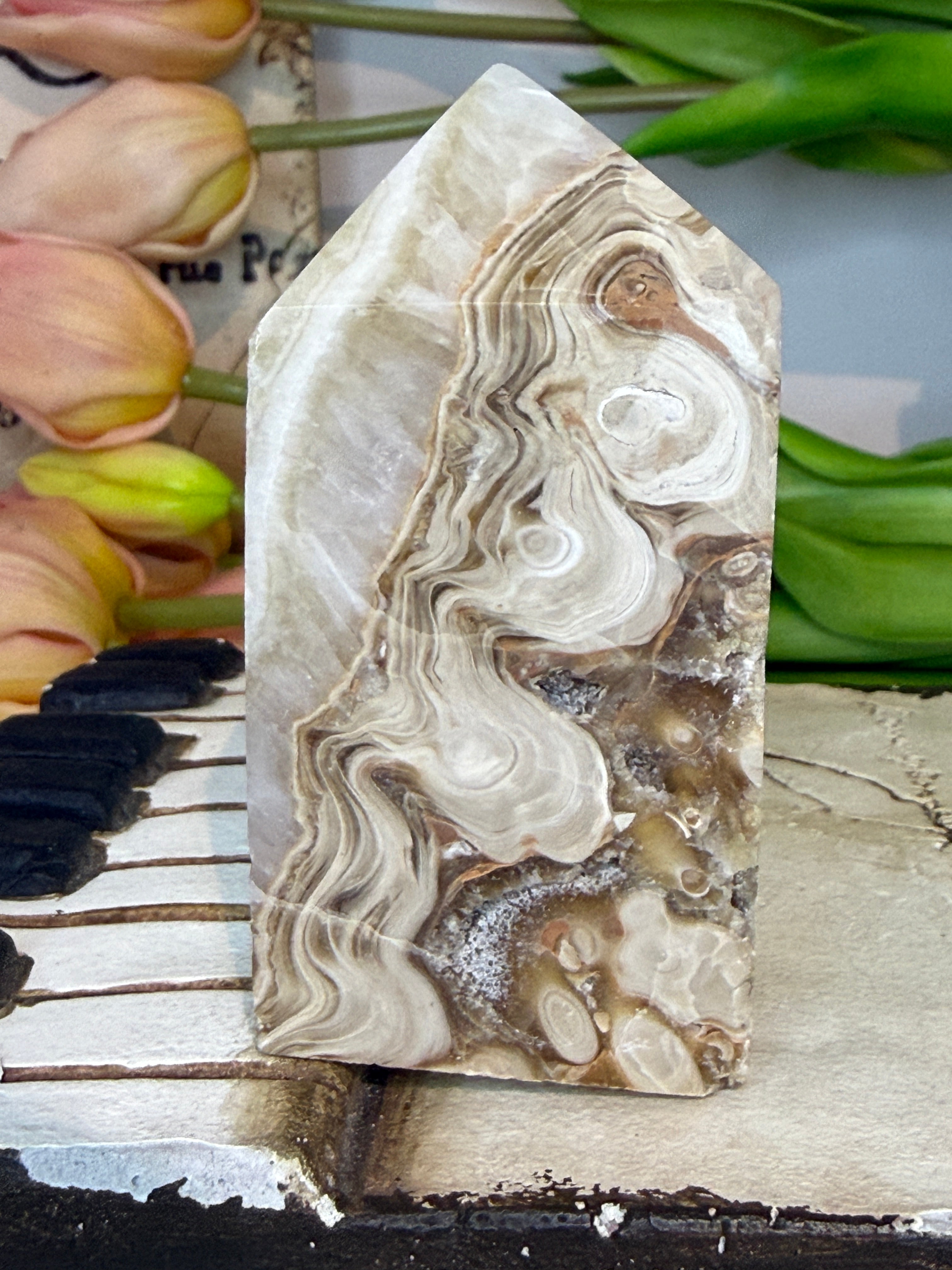 Crazy Lace Agate Freeform Tower