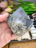 Fluorite Crystal Cluster on Druzy Quartz