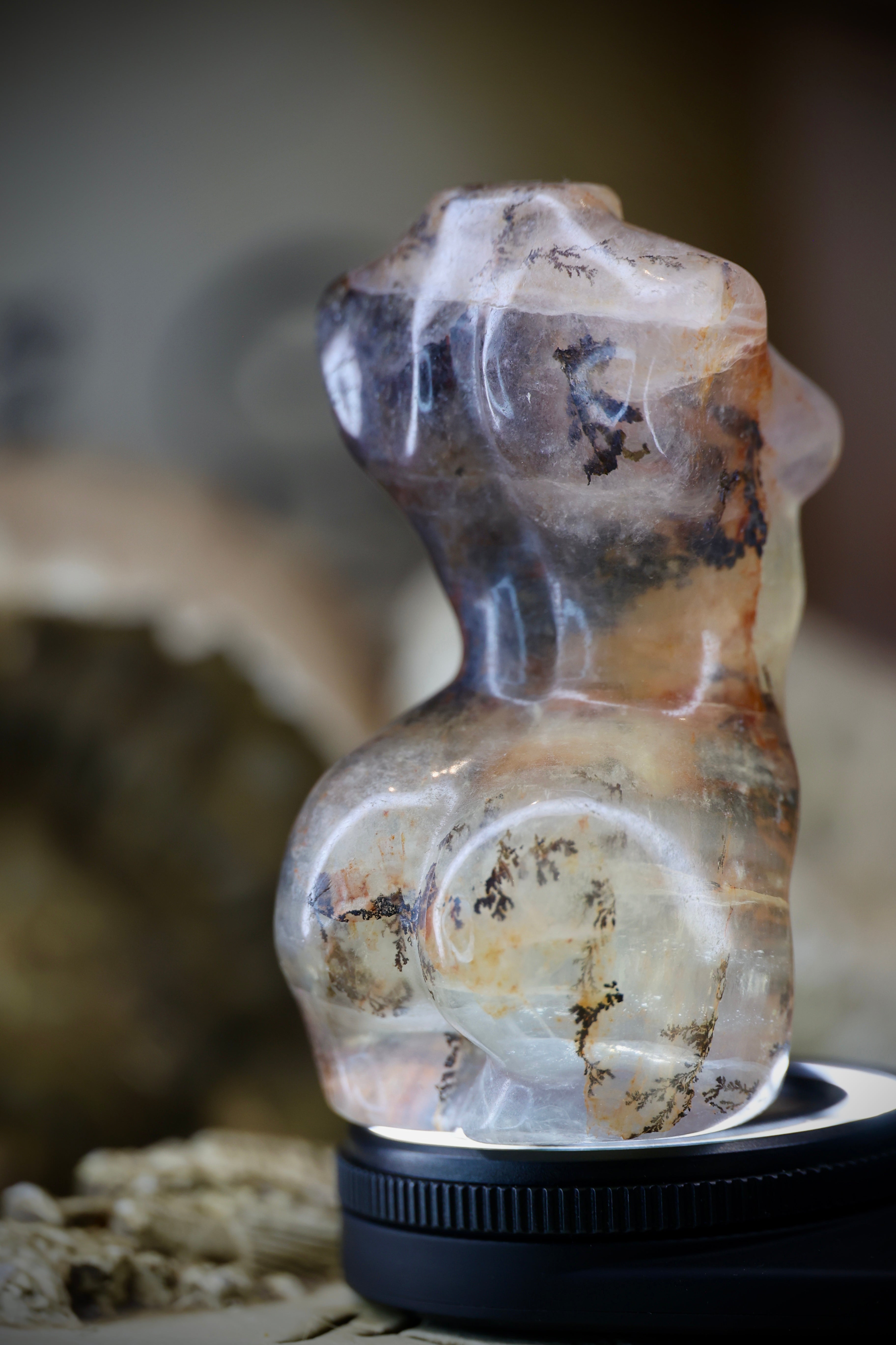 Dendritic Fluorite Lady Body Carving