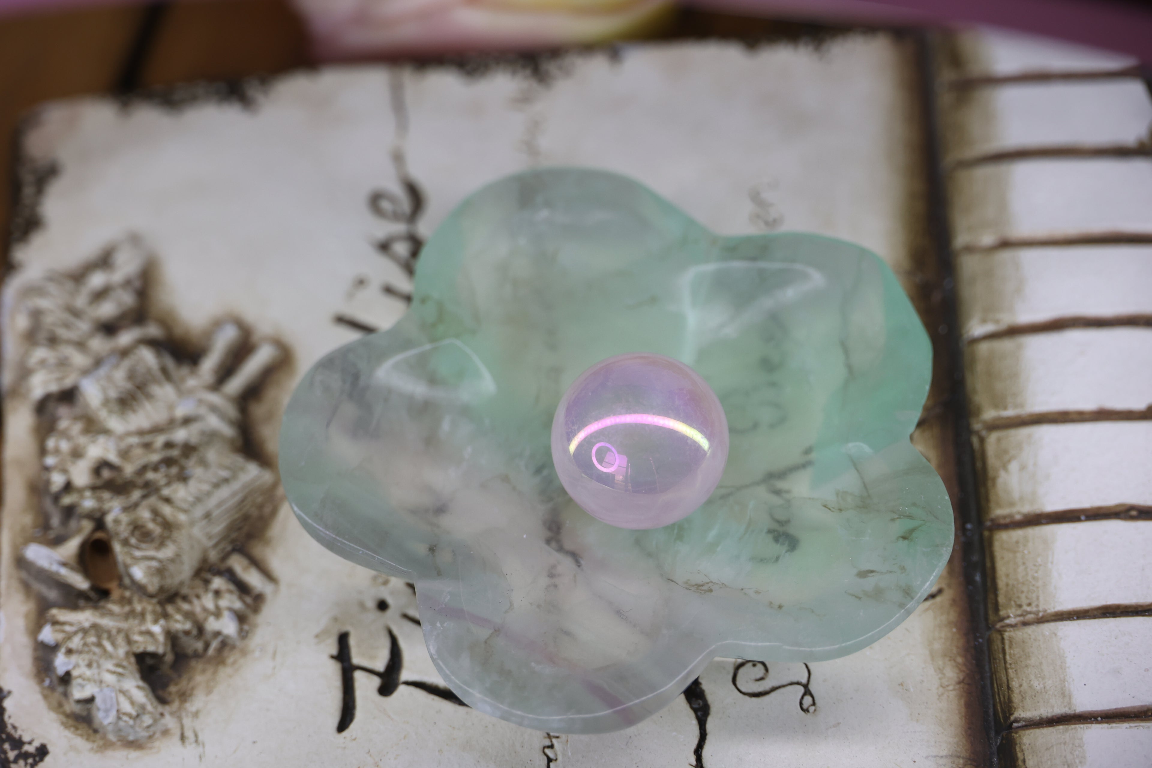 Green Fluorite Flower Bowl