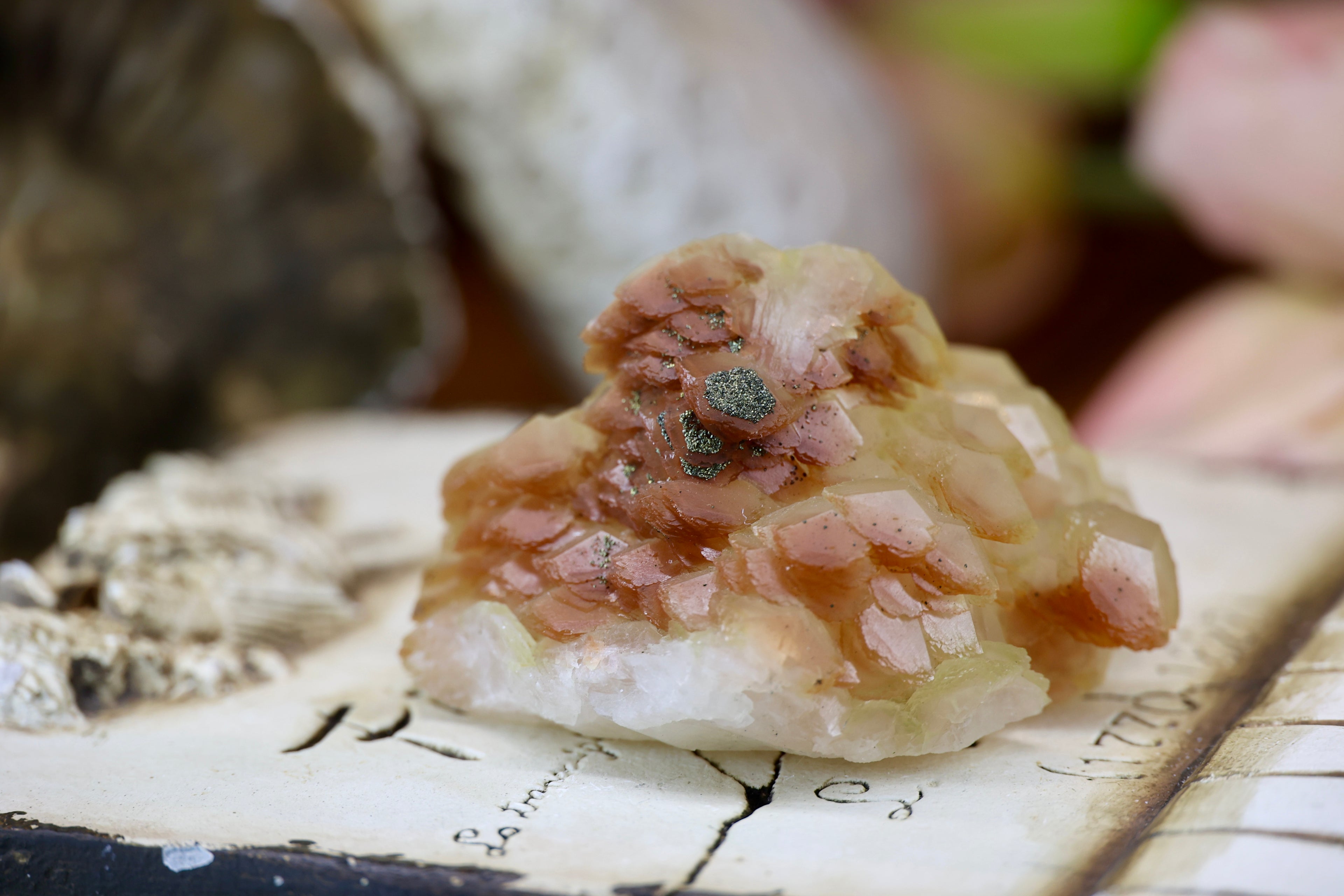 Orange Benz Calcite with Pyrite – Natural Mineral Specimen