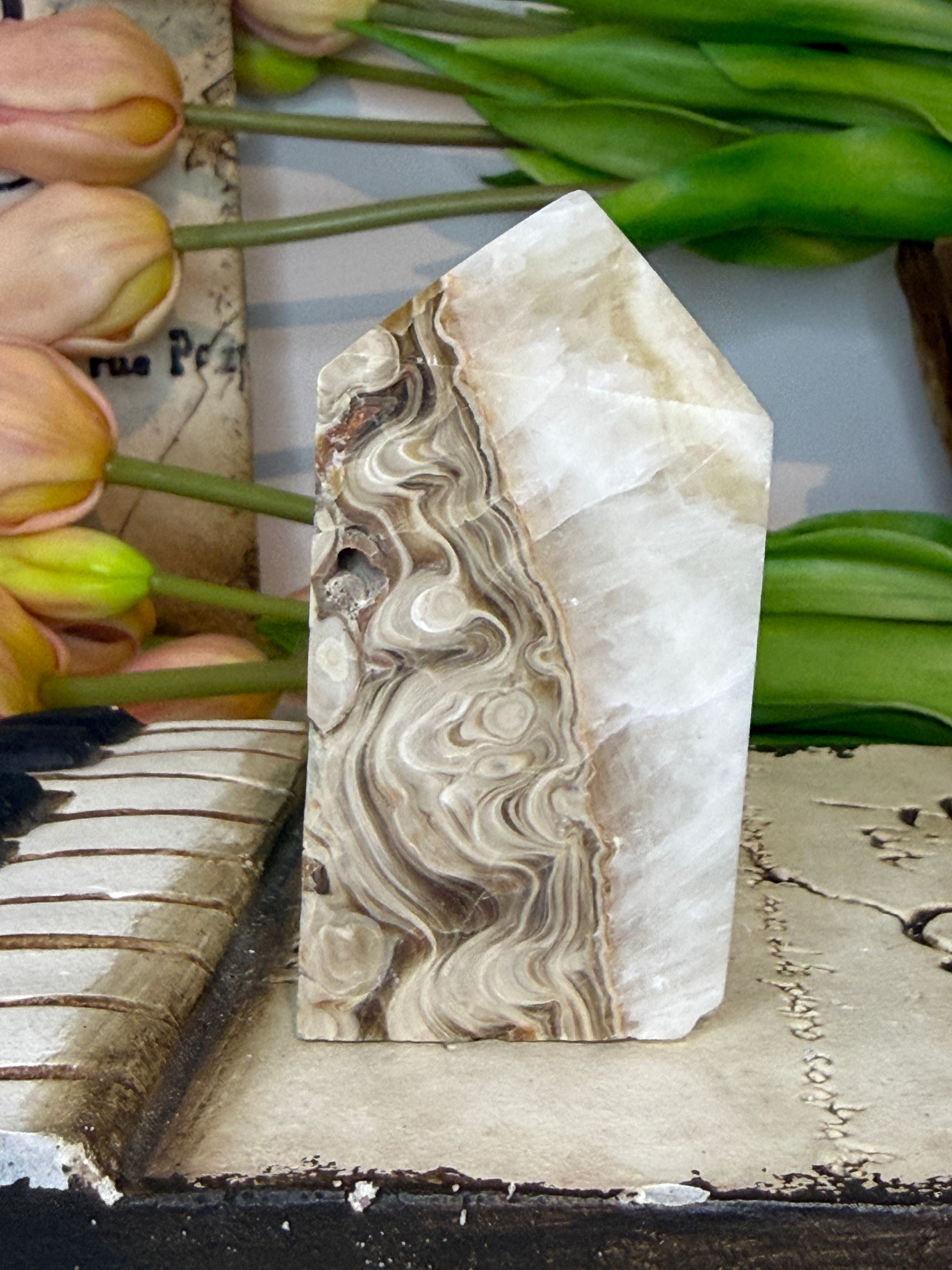 Crazy Lace Agate Freeform Tower