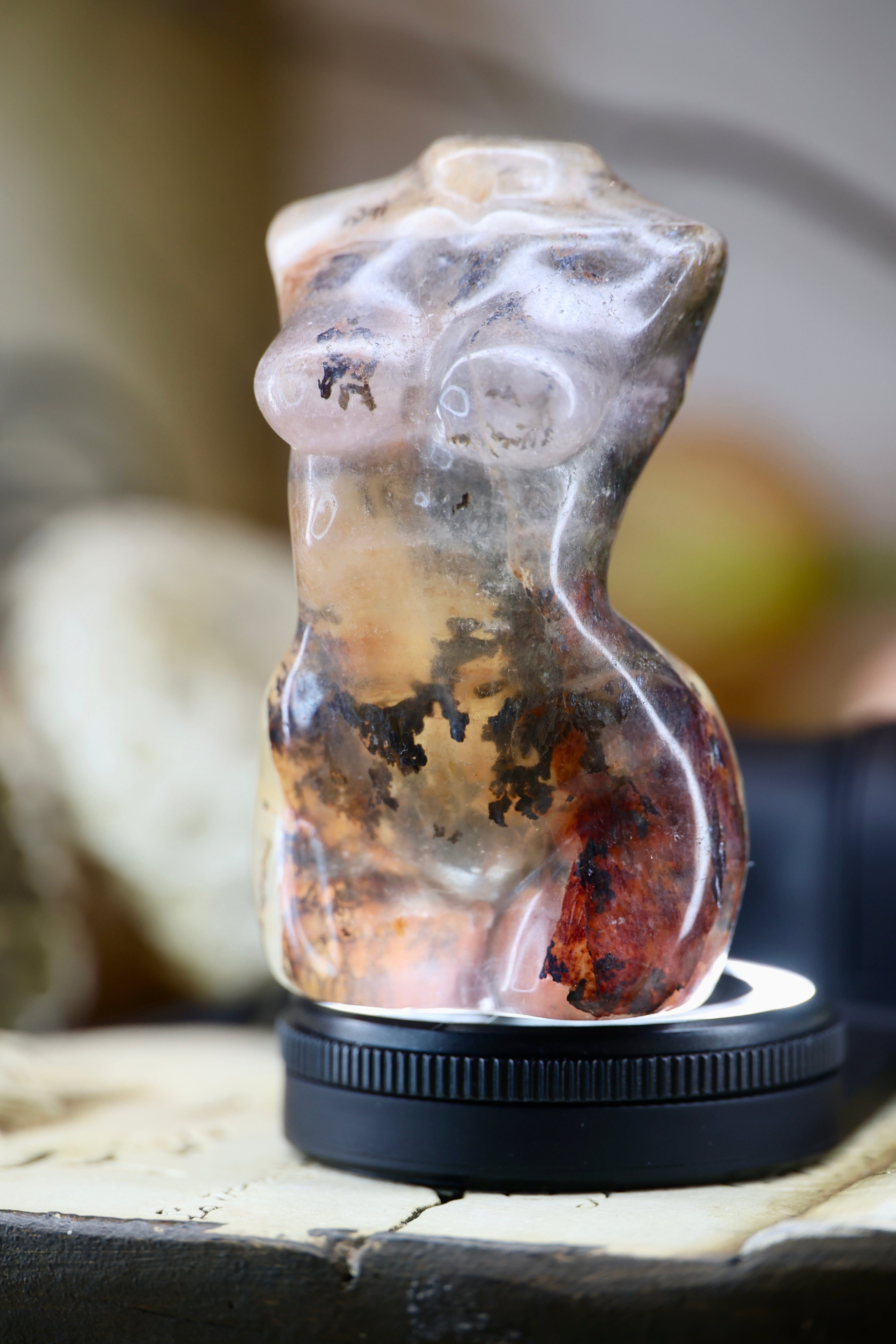 Dendritic Fluorite Lady Body Carving