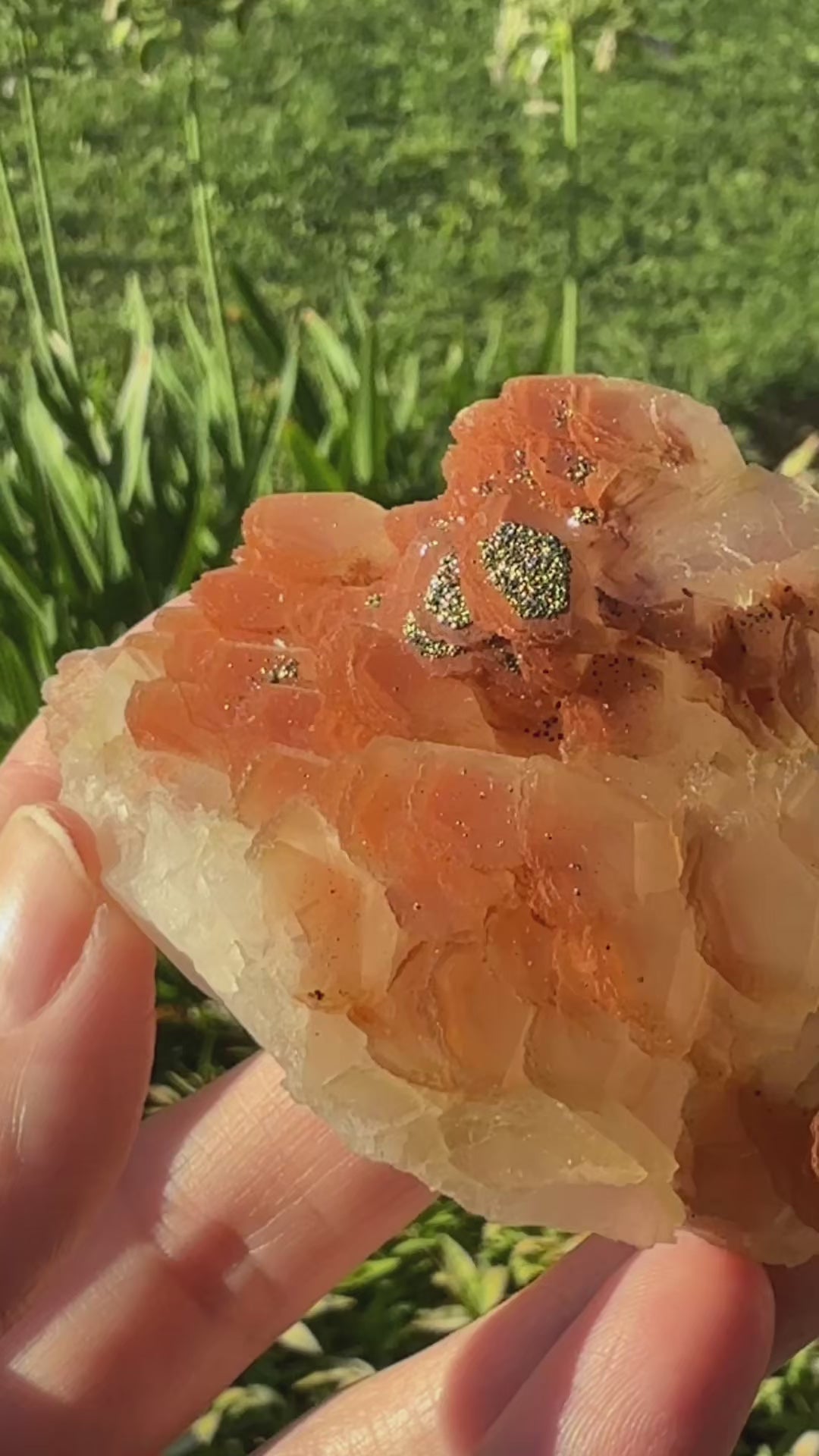 Orange Benz Calcite with Pyrite – Natural Mineral Specimen